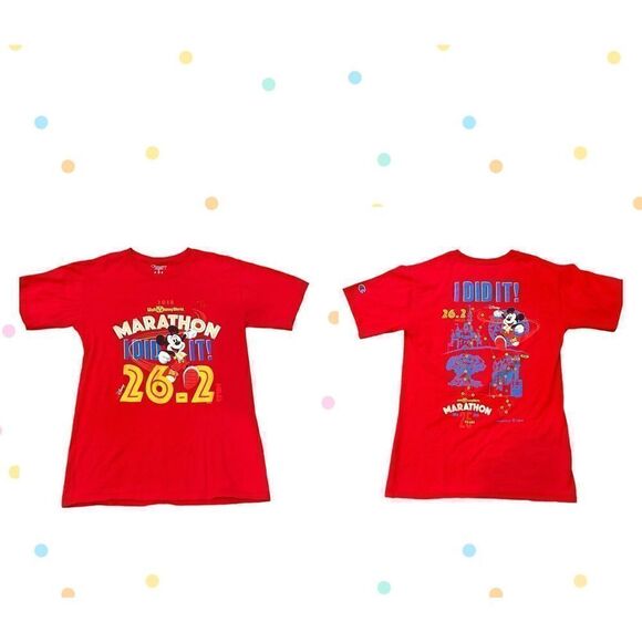 Disney World RunDisney 2018 Marathon 26.2 Red T-shirt Sz Small I Did It Finisher - Picture 1 of 6